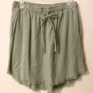 Umgee Sage Green High-Low Drawstring Skirt Size Small